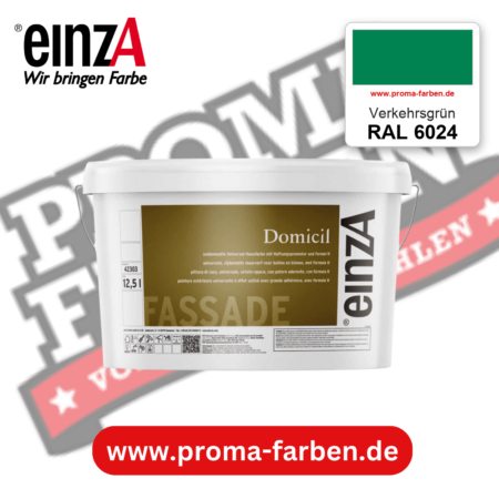 einzA Domicil Fassadenfarbe RAL 6024 Verkehrsgrün – seidenmatte Fassadenfarbe, online kaufen bei Proma Farben