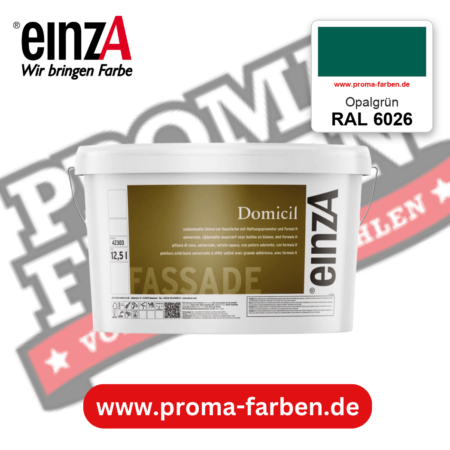 einzA Domicil Fassadenfarbe RAL 6026 Opalgrün – seidenmatte Fassadenfarbe, online kaufen bei Proma Farben