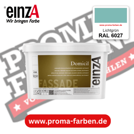 einzA Domicil Fassadenfarbe RAL 6027 Lichtgrün – seidenmatte Fassadenfarbe, online kaufen bei Proma Farben