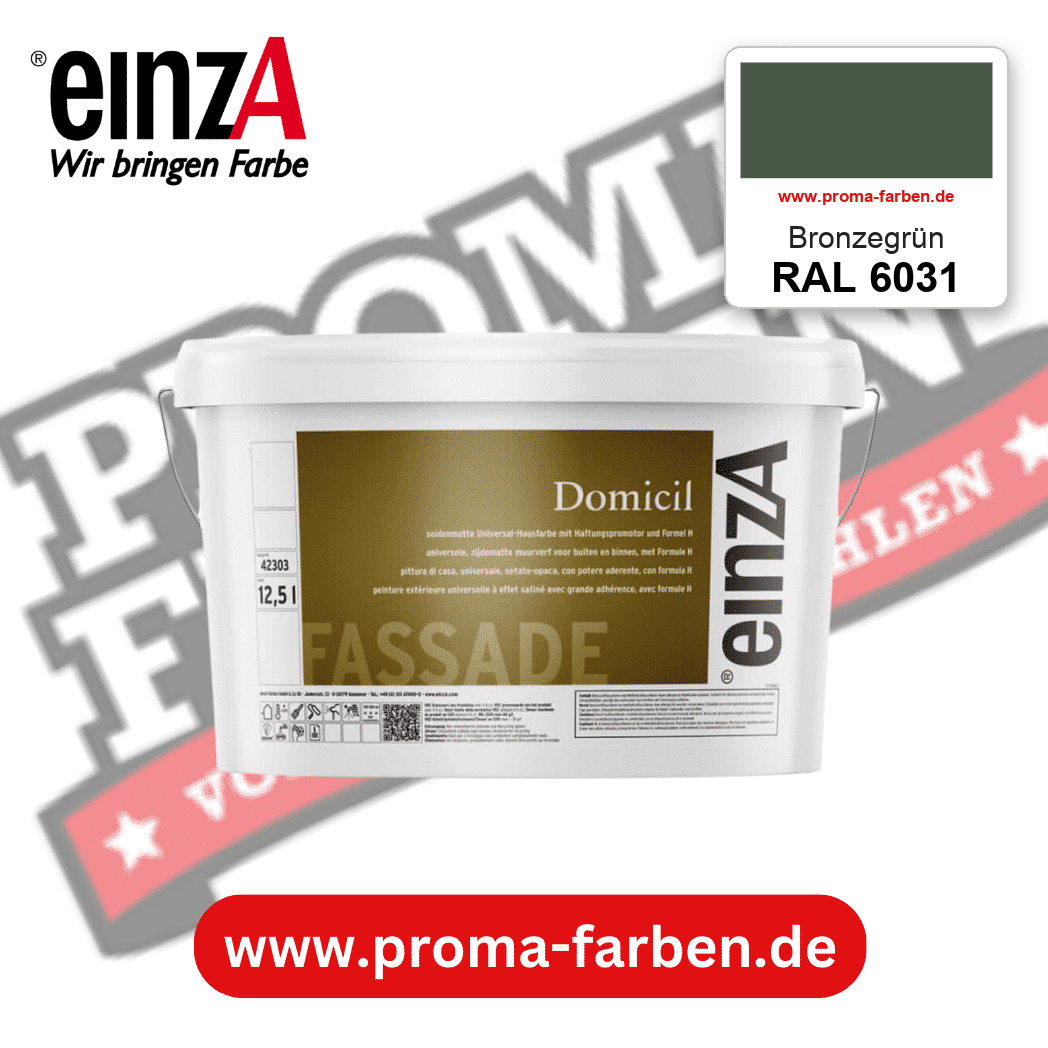 einzA Domicil Fassadenfarbe RAL 6031 Bronzegrün – seidenmatte Fassadenfarbe, online kaufen bei Proma Farben