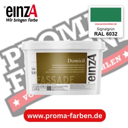 einzA Domicil Fassadenfarbe RAL 6032 Signalgrün – seidenmatte Fassadenfarbe, online kaufen bei Proma Farben