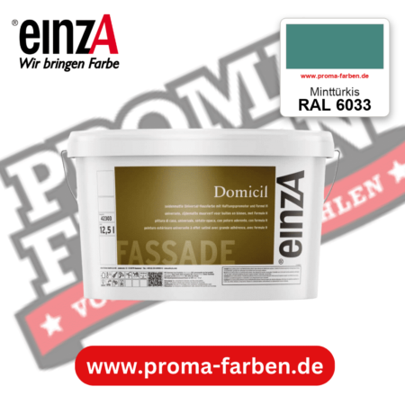 einzA Domicil Fassadenfarbe RAL 6033 Minttürkis – seidenmatte Fassadenfarbe, online kaufen bei Proma Farben