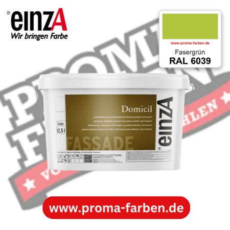 einzA Domicil Fassadenfarbe RAL 6039 Fasergrün – seidenmatte Fassadenfarbe, online kaufen bei Proma Farben