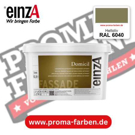 einzA Domicil Fassadenfarbe RAL 6040 Helloliv – seidenmatte Fassadenfarbe, online kaufen bei Proma Farben