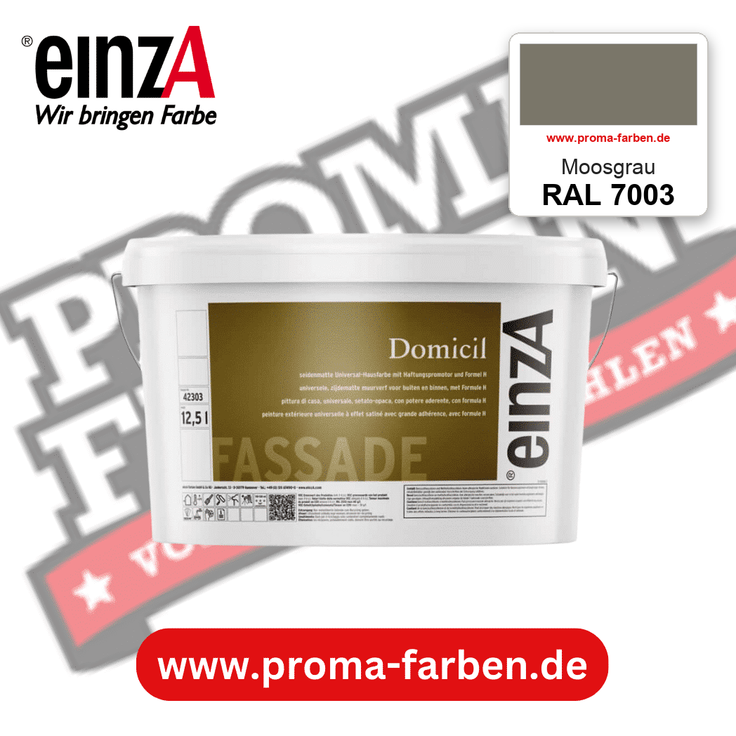 einzA Domicil Fassadenfarbe RAL 7003 Moosgrau – seidenmatte Fassadenfarbe, online kaufen bei Proma Farben