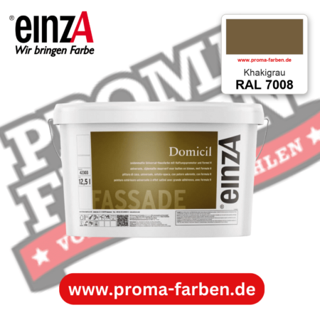 einzA Domicil Fassadenfarbe RAL 7008 Khakigrau – seidenmatte Fassadenfarbe, online kaufen bei Proma Farben