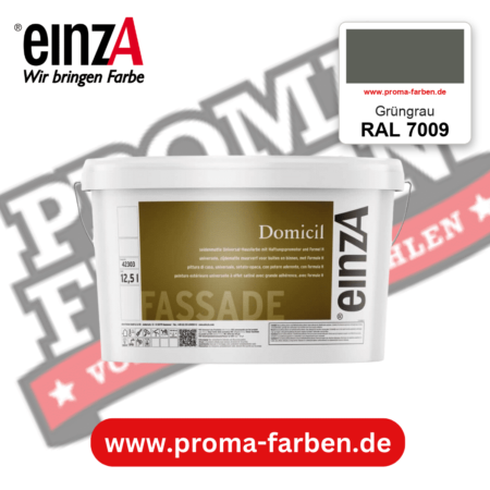 einzA Domicil Fassadenfarbe RAL 7009 Grüngrau – seidenmatte Fassadenfarbe, online kaufen bei Proma Farben