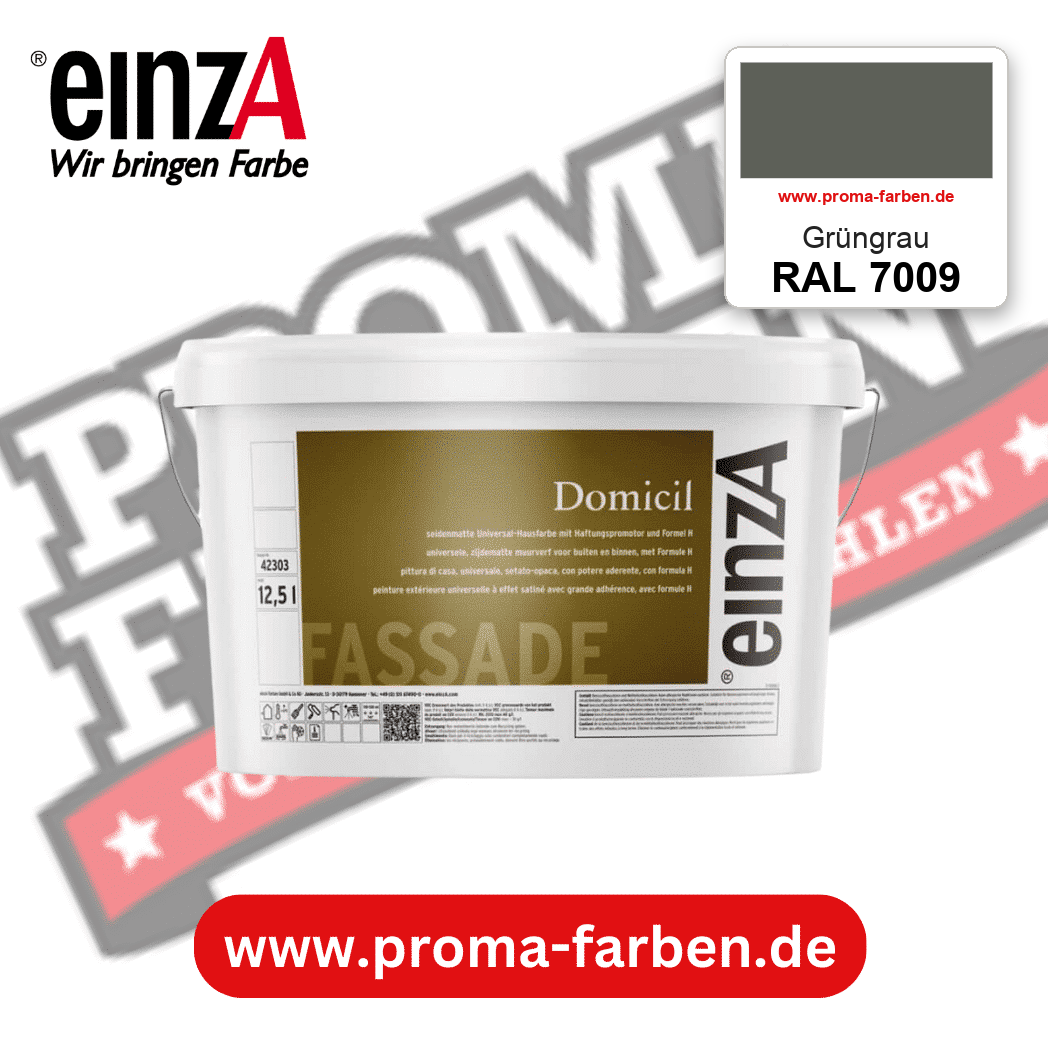 einzA Domicil Fassadenfarbe RAL 7009 Grüngrau – seidenmatte Fassadenfarbe, online kaufen bei Proma Farben