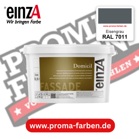 einzA Domicil Fassadenfarbe RAL 7011 Eisengrau – seidenmatte Fassadenfarbe, online kaufen bei Proma Farben