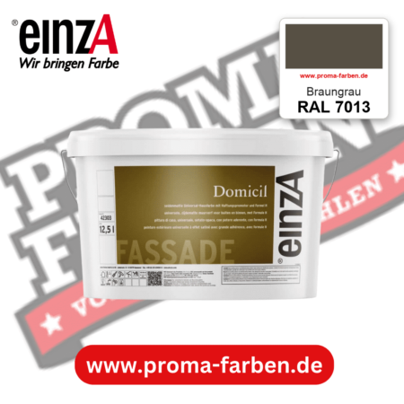 einzA Domicil Fassadenfarbe RAL 7013 Braungrau – seidenmatte Fassadenfarbe, online kaufen bei Proma Farben