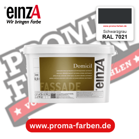 einzA Domicil Fassadenfarbe RAL 7021 Schwarzgrau – seidenmatte Fassadenfarbe, online kaufen bei Proma Farben