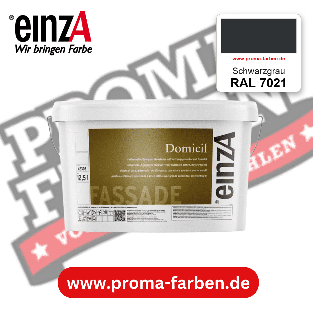 einzA Domicil Fassadenfarbe RAL 7021 Schwarzgrau – seidenmatte Fassadenfarbe, online kaufen bei Proma Farben