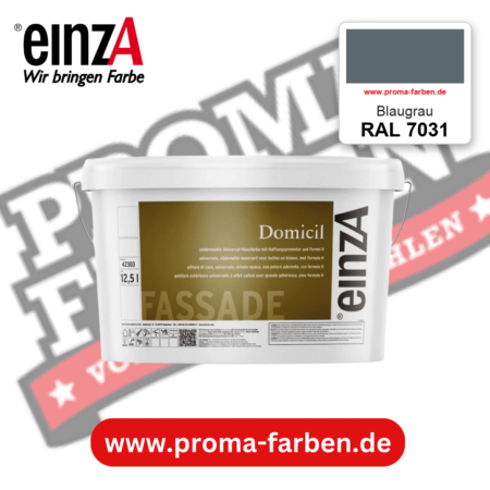 einzA Domicil Fassadenfarbe RAL 7031 Blaugrau – seidenmatte Fassadenfarbe, online kaufen bei Proma Farben