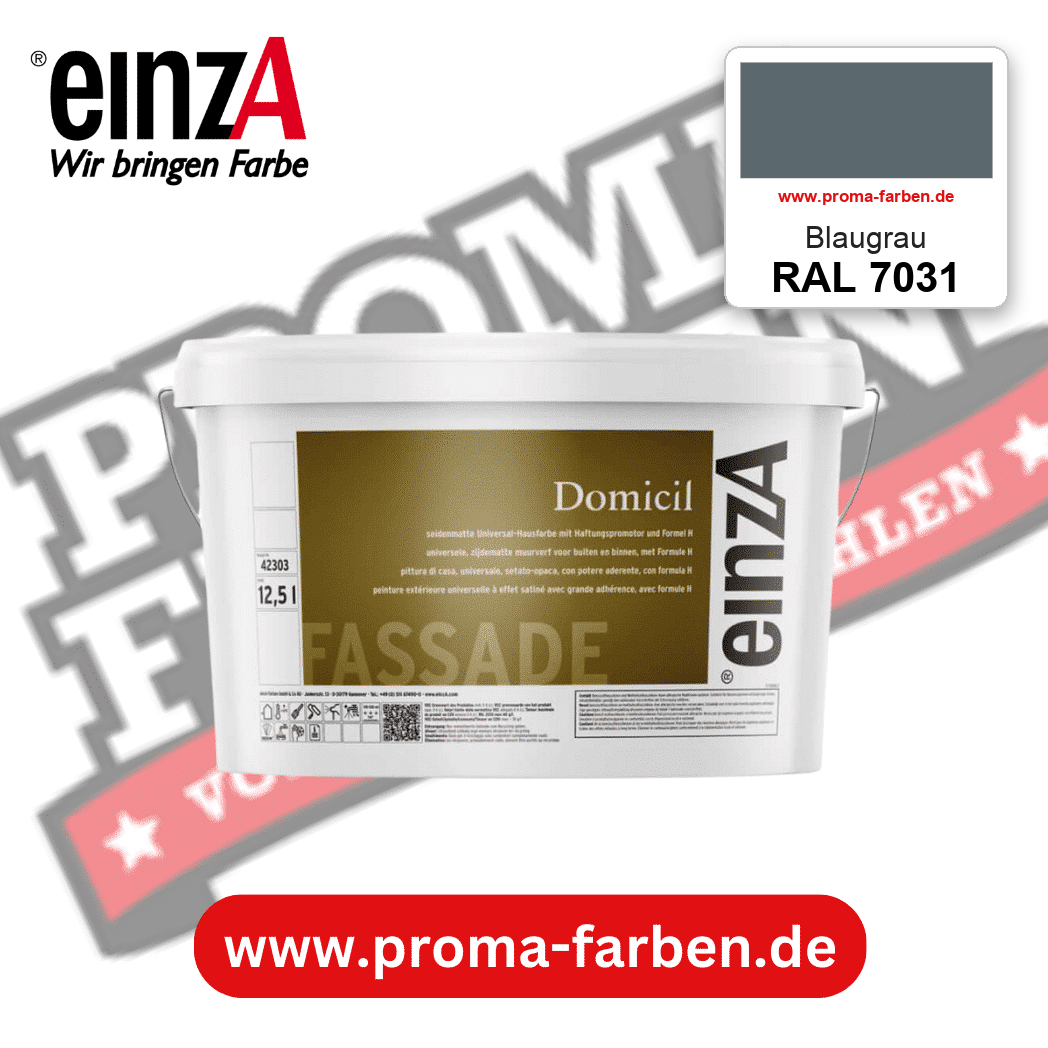 einzA Domicil Fassadenfarbe RAL 7031 Blaugrau – seidenmatte Fassadenfarbe, online kaufen bei Proma Farben