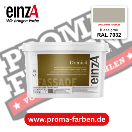 einzA Domicil Fassadenfarbe RAL 7032 Kieselgrau – seidenmatte Fassadenfarbe, online kaufen bei Proma Farben
