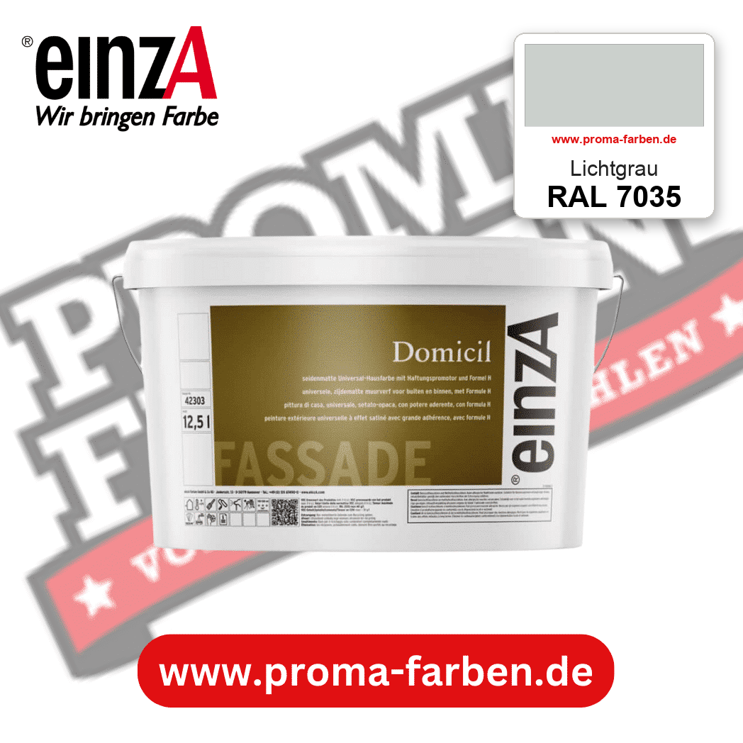 einzA Domicil Fassadenfarbe RAL 7035 Lichtgrau – seidenmatte Fassadenfarbe, online kaufen bei Proma Farben