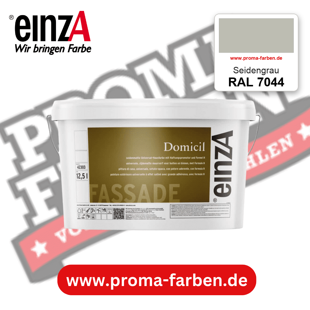einzA Domicil Fassadenfarbe RAL 7044 Seidengrau – seidenmatte Fassadenfarbe, online kaufen bei Proma Farben