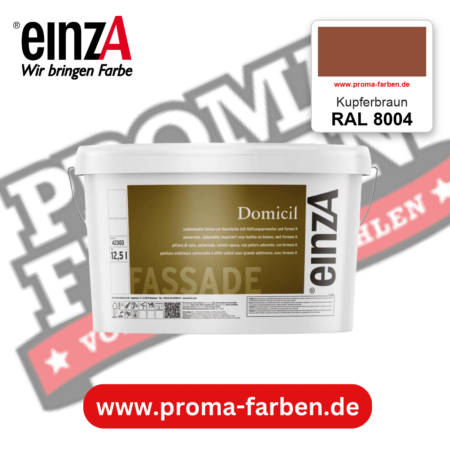 einzA Domicil Fassadenfarbe RAL 8004 Kupferbraun – seidenmatte Fassadenfarbe, online kaufen bei Proma Farben