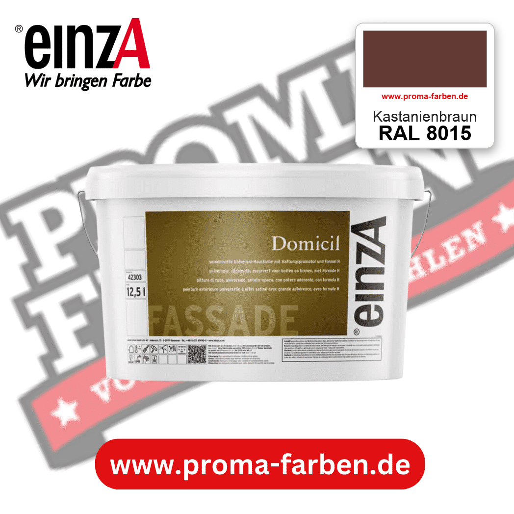 einzA Domicil Fassadenfarbe RAL 8015 Kastanienbraun – seidenmatte Fassadenfarbe, online kaufen bei Proma Farben