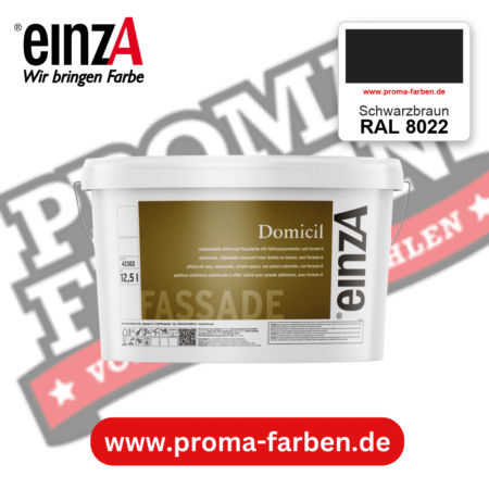 einzA Domicil Fassadenfarbe RAL 8022 Schwarzbraun – seidenmatte Fassadenfarbe, online kaufen bei Proma Farben