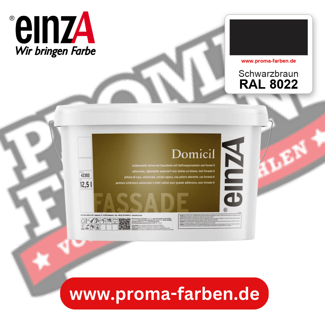 einzA Domicil Fassadenfarbe RAL 8022 Schwarzbraun – seidenmatte Fassadenfarbe, online kaufen bei Proma Farben