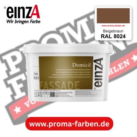 einzA Domicil Fassadenfarbe RAL 8024 Beigebraun – seidenmatte Fassadenfarbe, online kaufen bei Proma Farben