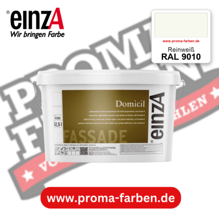 einzA Domicil Fassadenfarbe RAL 9010 Reinweiß – seidenmatte Fassadenfarbe, online kaufen bei Proma Farben