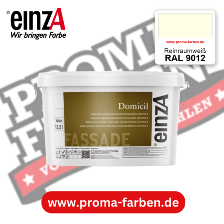 einzA Domicil Fassadenfarbe RAL 9012 Reinraumweiß – seidenmatte Fassadenfarbe, online kaufen bei Proma Farben