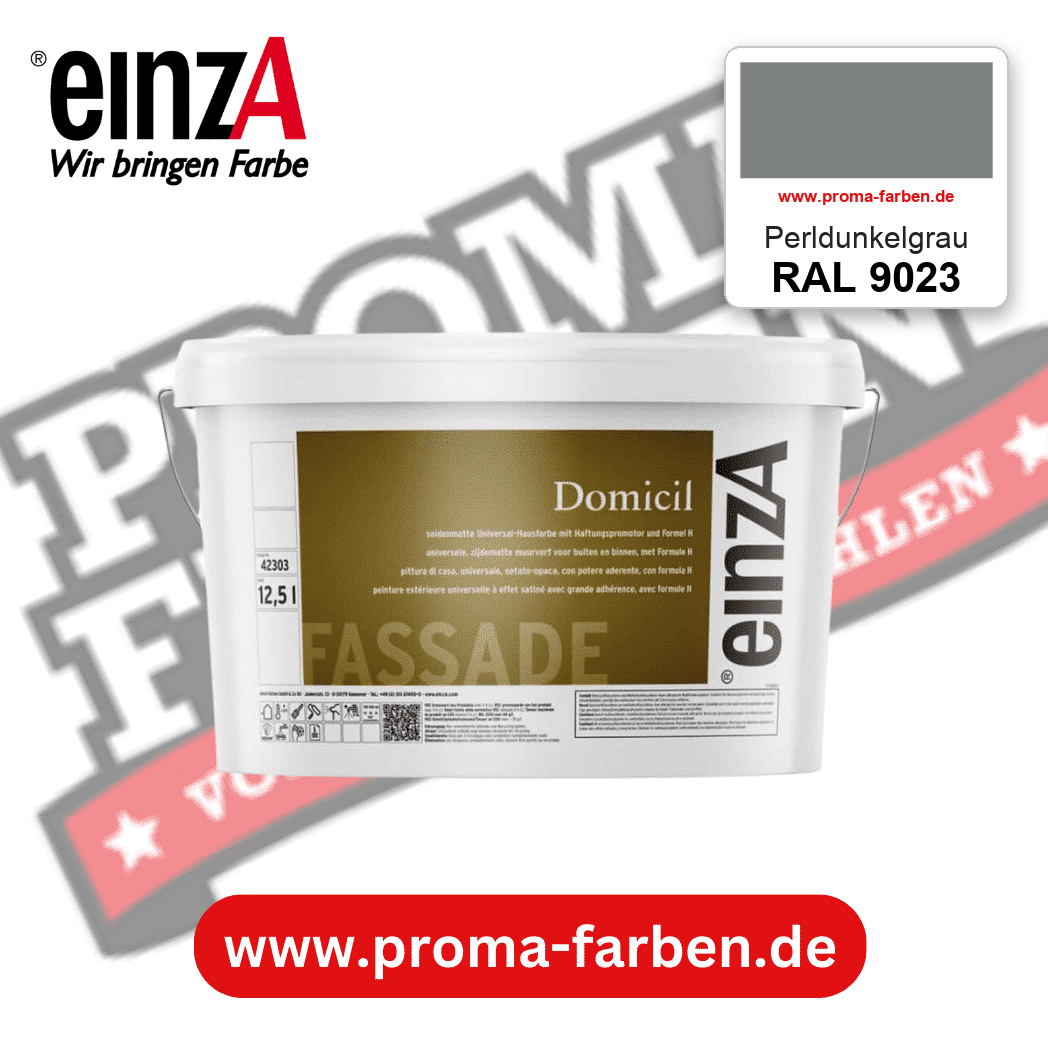 einzA Domicil Fassadenfarbe RAL 9023 Perldunkelgrau – seidenmatte Fassadenfarbe, online kaufen bei Proma Farben