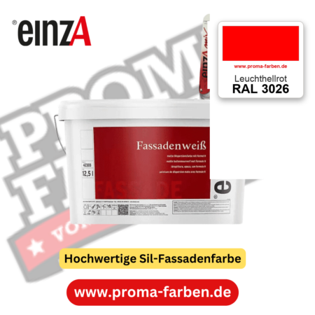einzA Fassadenweiß RAL 3026 Leuchthellrot – online kaufen bei Proma Farben