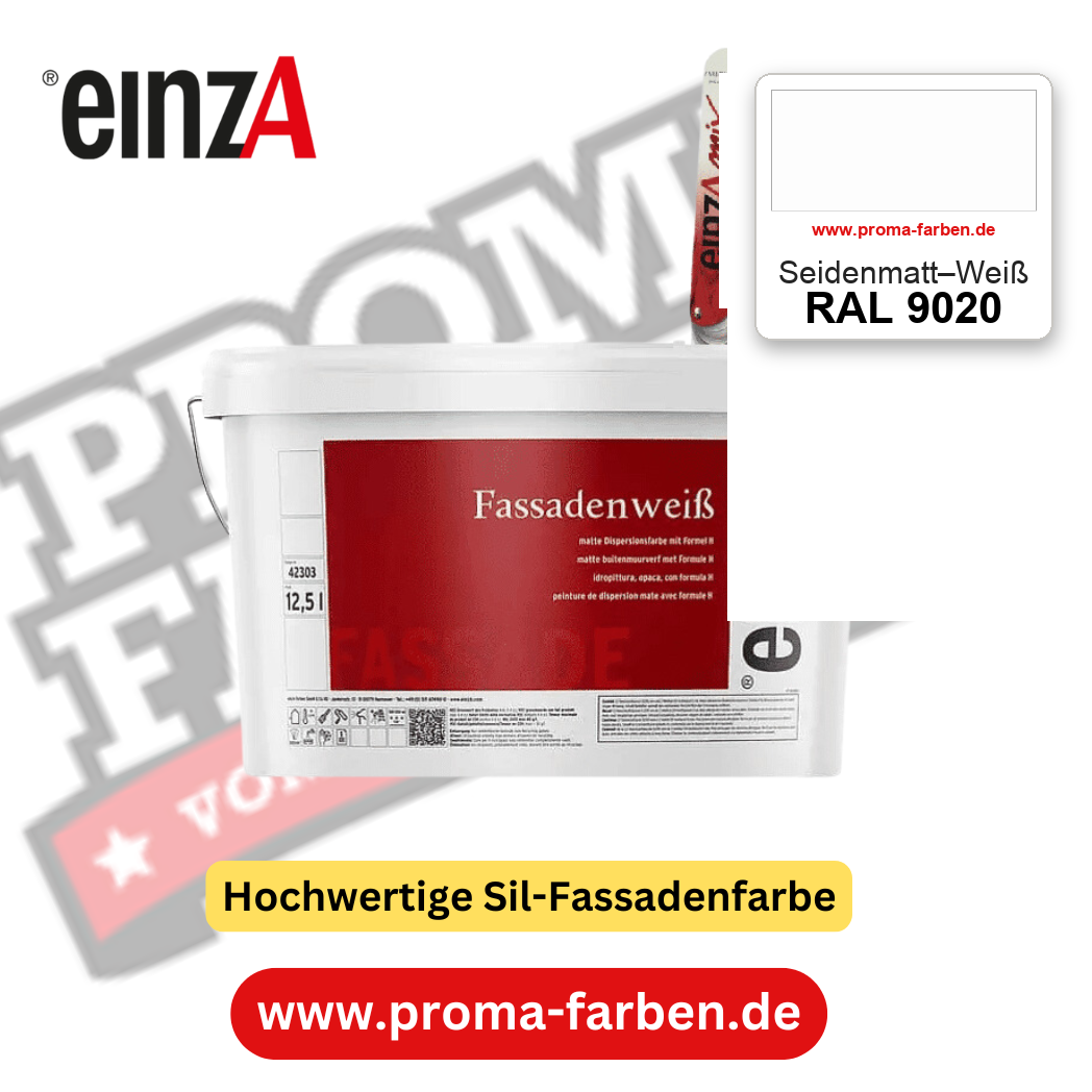 einzA Fassadenweiß RAL 9020 Seidenmatt–Weiß – online kaufen bei Proma Farben