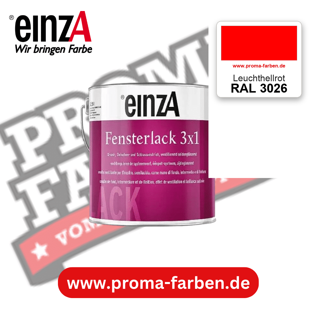 einzA Fensterlack 3x1 RAL 3026 Leuchthellrot – online kaufen bei Proma Farben