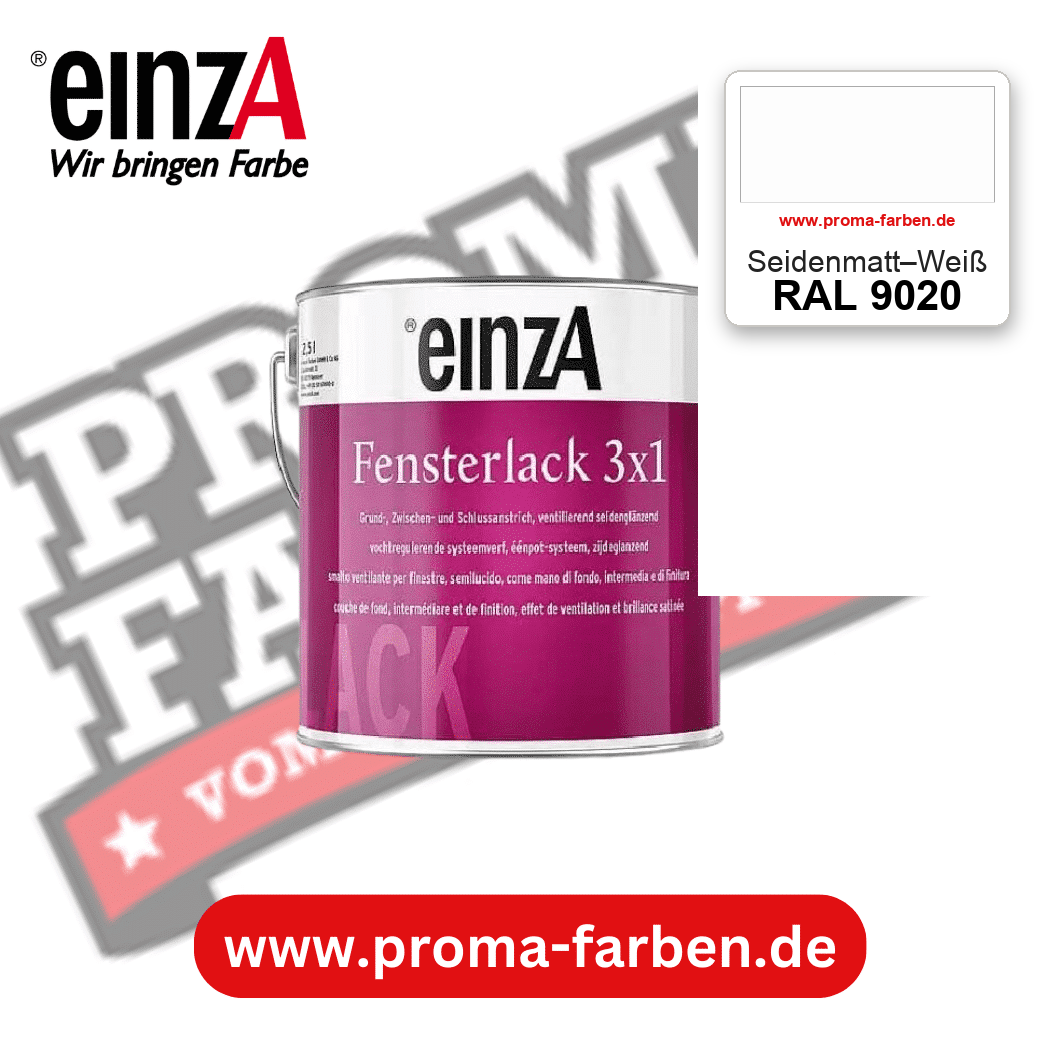 einzA Fensterlack 3x1 RAL 9020 Seidenmatt–Weiß – online kaufen bei Proma Farben