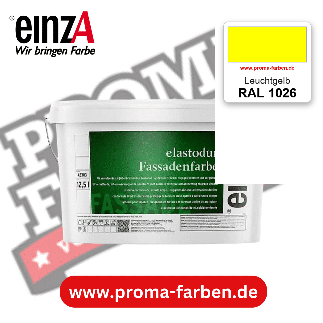 einzA elastodur Fassadenfarbe RAL 1026 Leuchtgelb – online kaufen bei Proma Farben