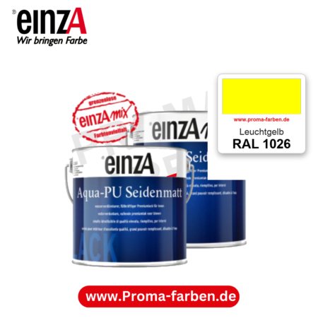 einzA Aqua-PU seidenmatt RAL 1026 Leuchtgelb – seidenmatter Premium-PU-Lack, online kaufen bei Proma Farben