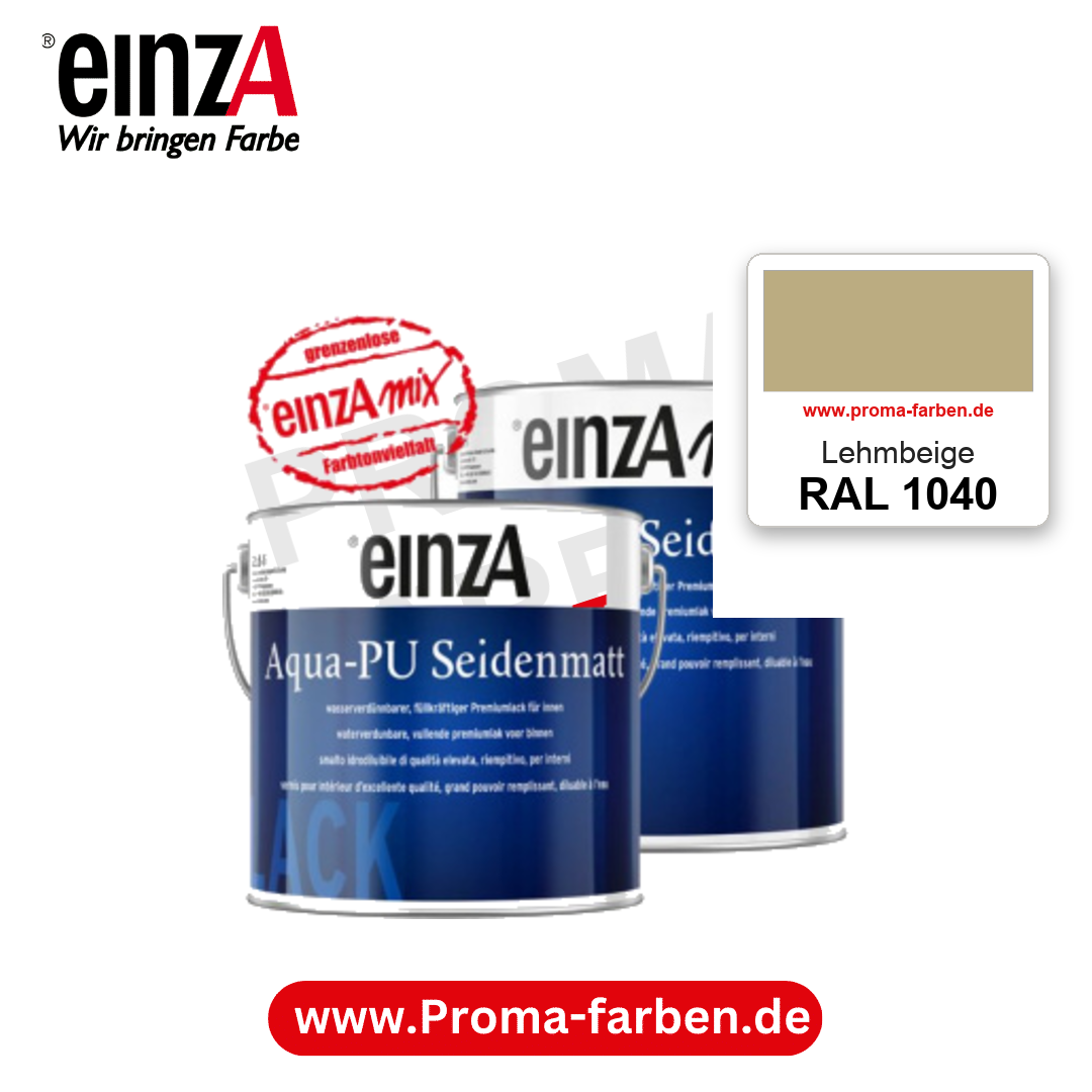 einzA Aqua-PU seidenmatt RAL 1040 Lehmbeige – seidenmatter Premium-PU-Lack, online kaufen bei Proma Farben