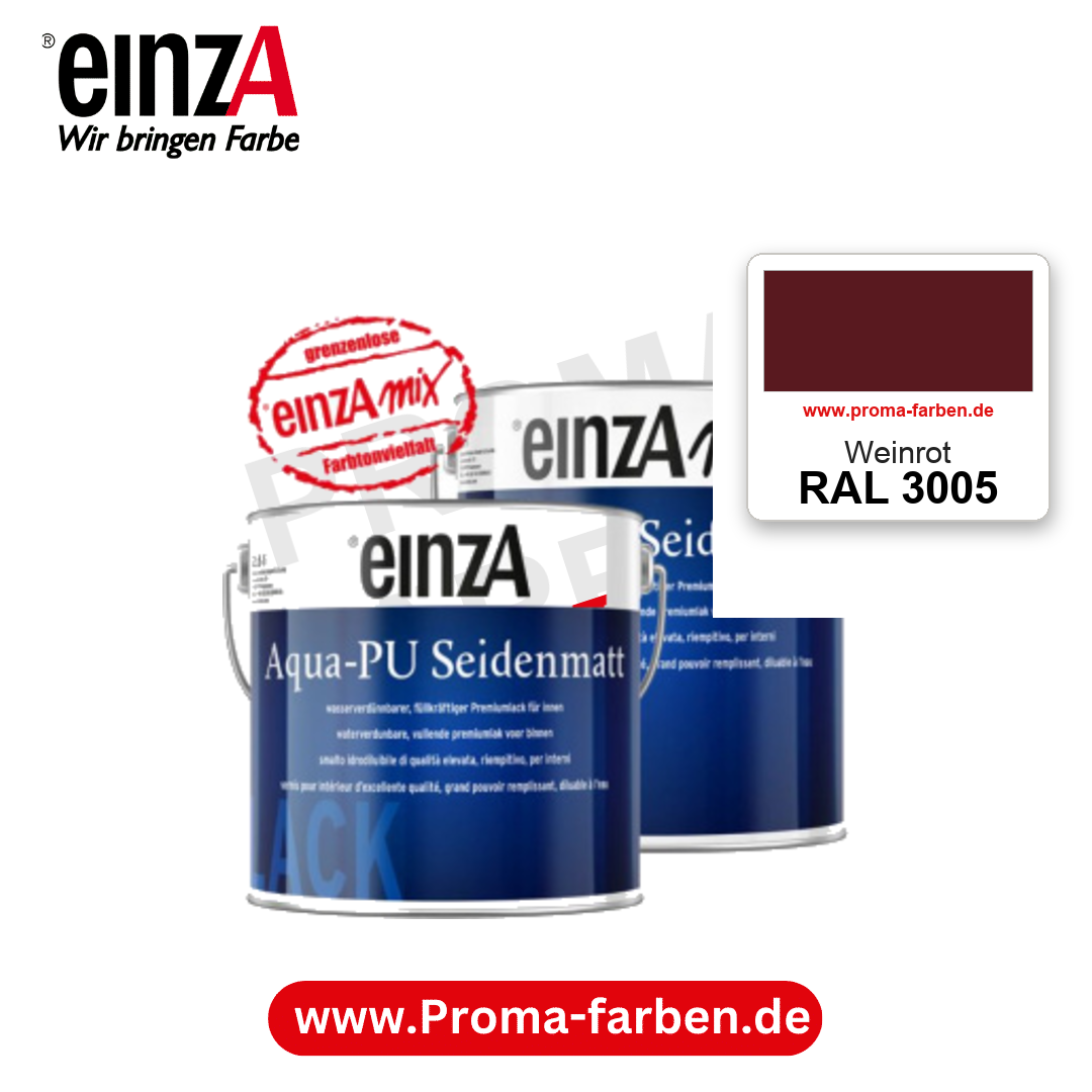 einzA Aqua-PU seidenmatt RAL 3005 Weinrot – seidenmatter Premium-PU-Lack, online kaufen bei Proma Farben