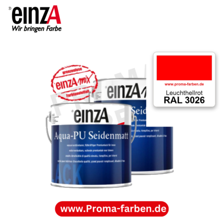 einzA Aqua-PU seidenmatt RAL 3026 Leuchthellrot – seidenmatter Premium-PU-Lack, online kaufen bei Proma Farben