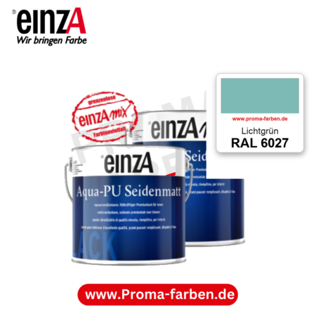 einzA Aqua-PU seidenmatt RAL 6027 Lichtgrün – seidenmatter Premium-PU-Lack, online kaufen bei Proma Farben