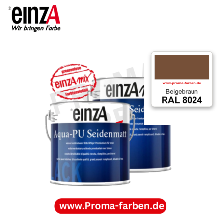 einzA Aqua-PU seidenmatt RAL 8024 Beigebraun – seidenmatter Premium-PU-Lack, online kaufen bei Proma Farben