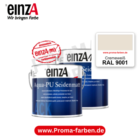 einzA Aqua-PU seidenmatt RAL 9001 Cremeweiß – seidenmatter Premium-PU-Lack, online kaufen bei Proma Farben