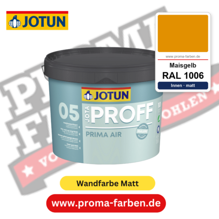Jotaproff Prima Air 05 RAL 1006 Maisgelb – deckende matte Innenraumfarbe von Jotun, online kaufen bei Proma Farben