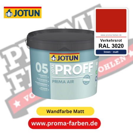 Jotaproff Prima Air 05 RAL 3020 Verkehrsrot – deckende matte Innenraumfarbe von Jotun, online kaufen bei Proma Farben