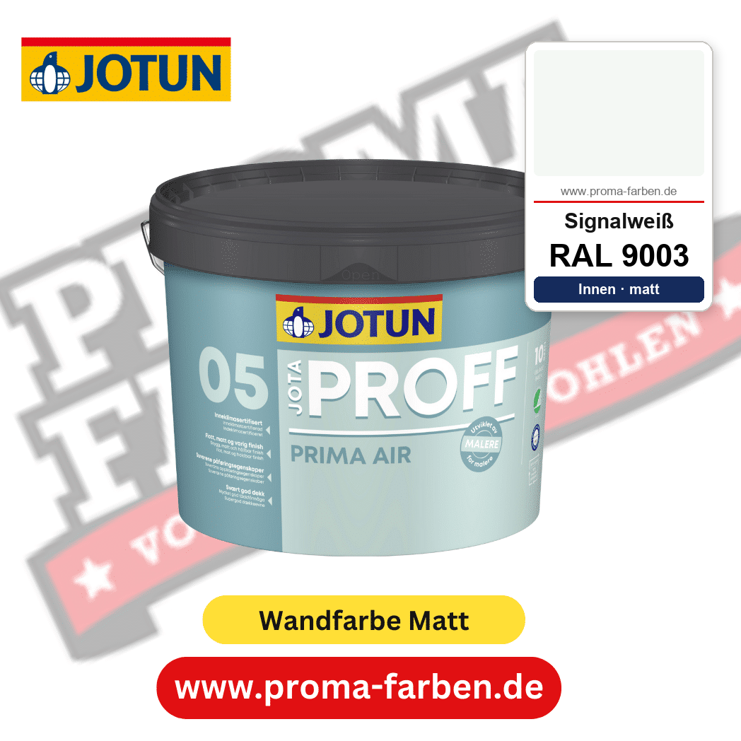 Jotaproff Prima Air 05 RAL 9003 Signalweiß – deckende matte Innenraumfarbe von Jotun, online kaufen bei Proma Farben