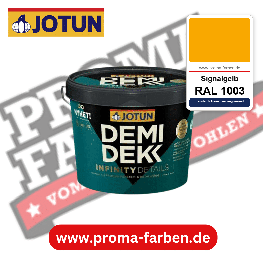 Jotun Demidekk Infinity Details RAL 1003 Signalgelb – deckende Fenster- und Türenfarbe von Jotun, online kaufen bei Proma Farben