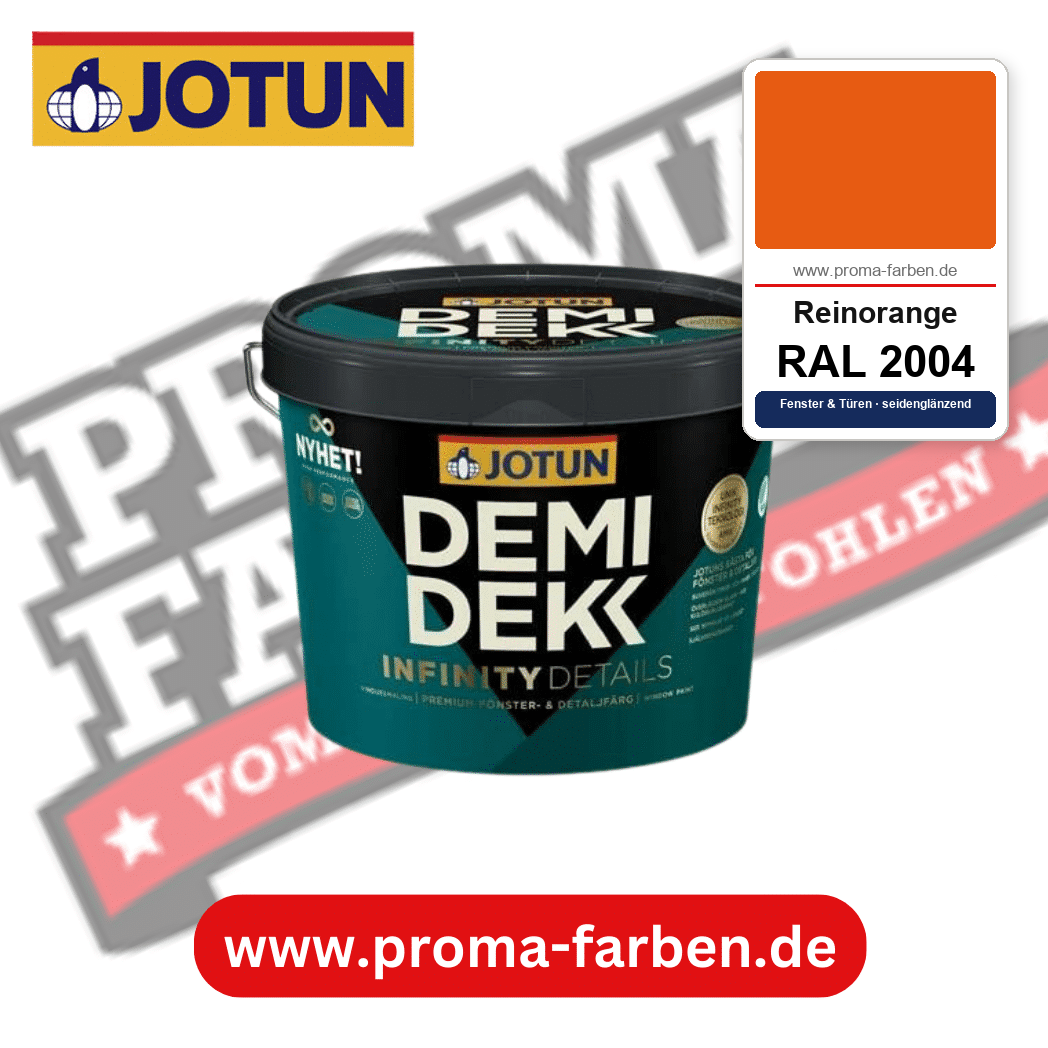 Jotun Demidekk Infinity Details RAL 2004 Reinorange – deckende Fenster- und Türenfarbe von Jotun, online kaufen bei Proma Farben