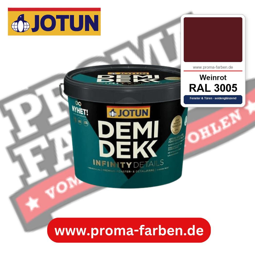 Jotun Demidekk Infinity Details RAL 3005 Weinrot – deckende Fenster- und Türenfarbe von Jotun, online kaufen bei Proma Farben