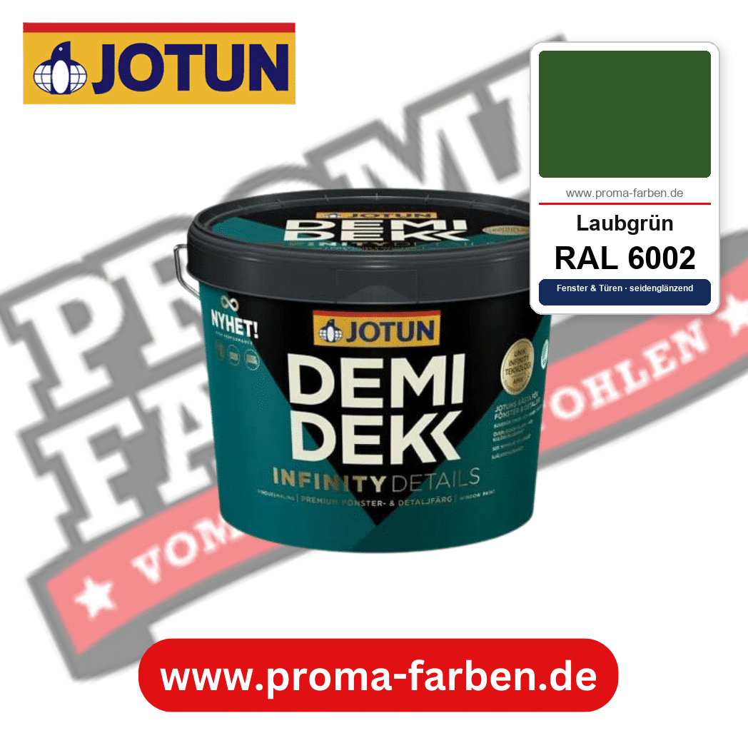 Jotun Demidekk Infinity Details RAL 6002 Laubgrün – deckende Fenster- und Türenfarbe von Jotun, online kaufen bei Proma Farben