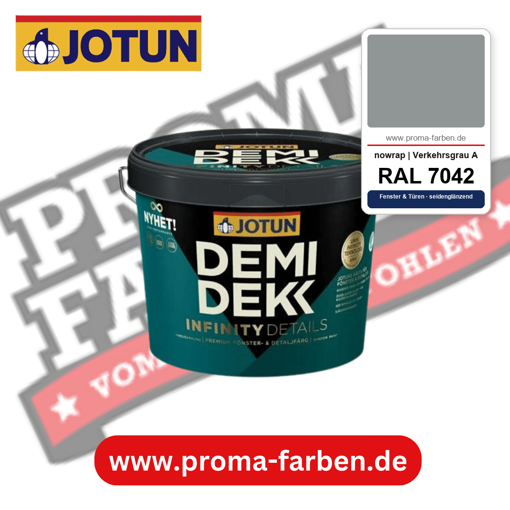 Jotun Demidekk Infinity Details RAL 7042 nowrap | Verkehrsgrau A – deckende Fenster- und Türenfarbe von Jotun, online kaufen bei Proma Farben