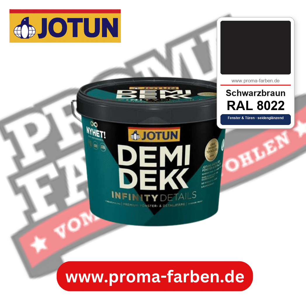 Jotun Demidekk Infinity Details RAL 8022 Schwarzbraun – deckende Fenster- und Türenfarbe von Jotun, online kaufen bei Proma Farben
